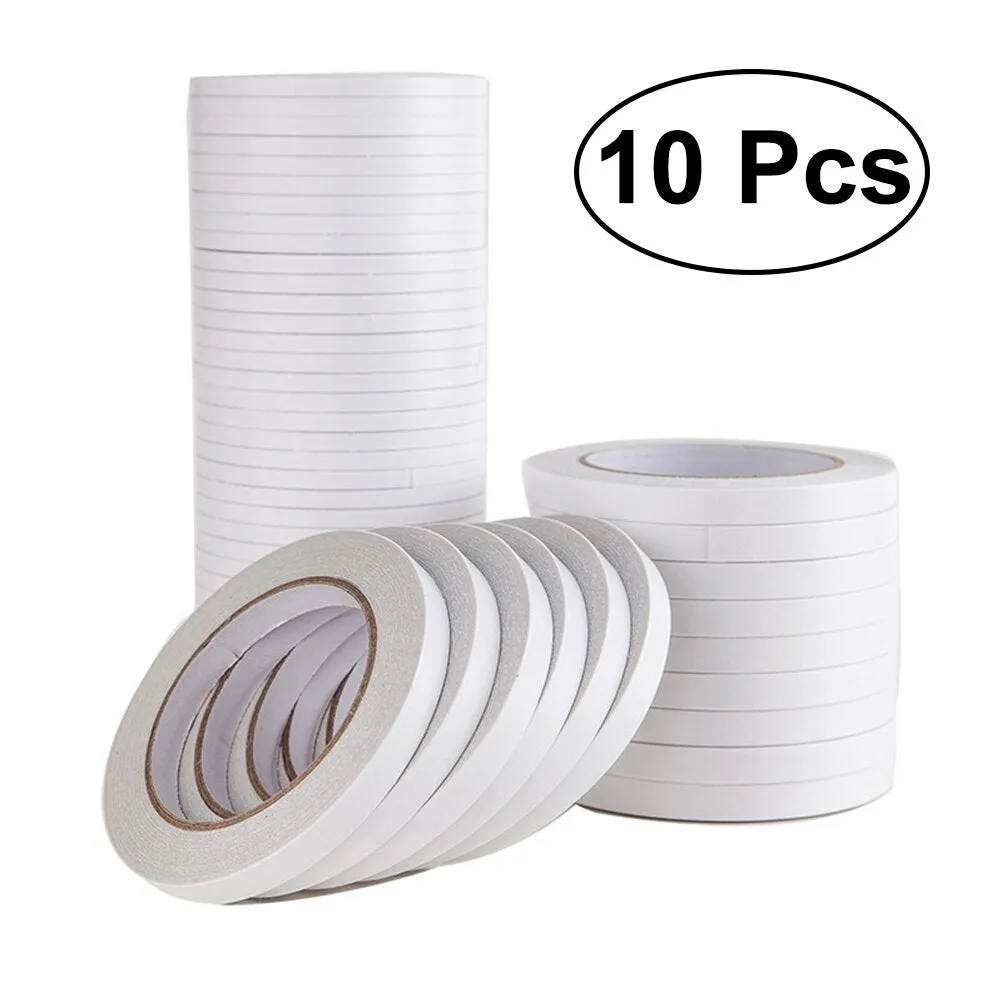 10Pcs 1.2x800cm Double-Sided Adhesive Tape Arts Crafts