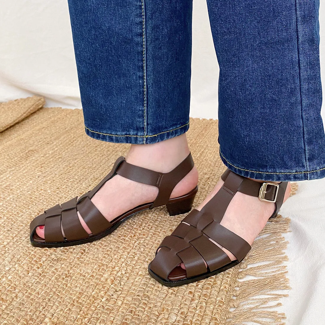15% OFF: Gurkha Sandals 3cm Heel (3398) Dark Brown