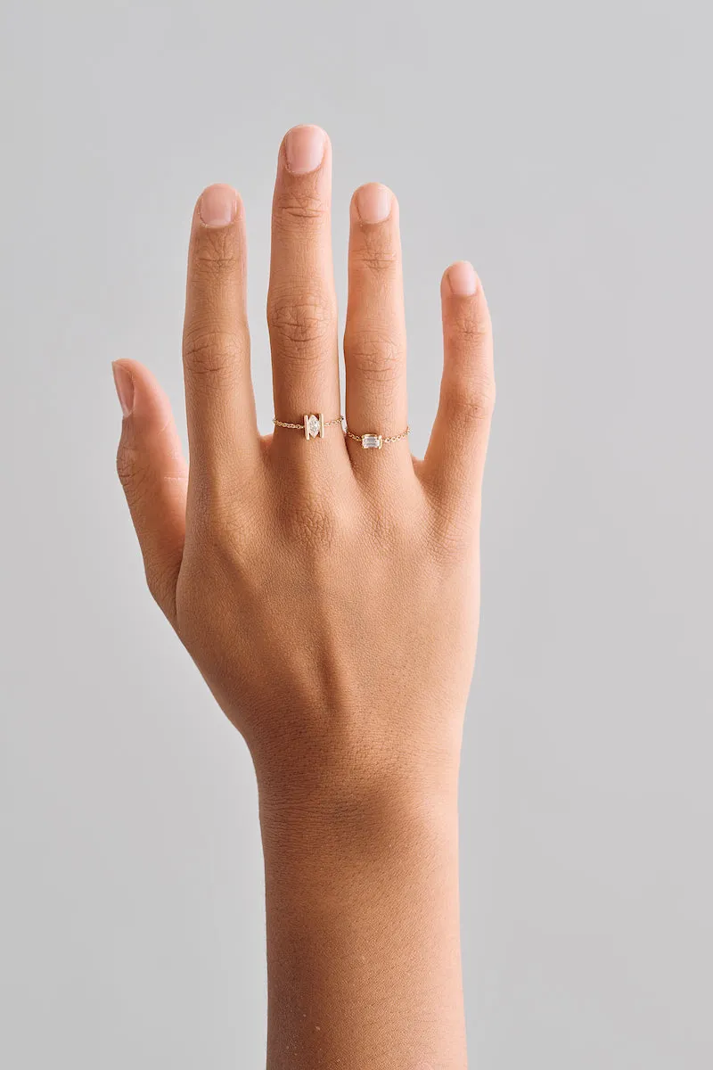 Adjustable Marquise Diamond Chain Ring
