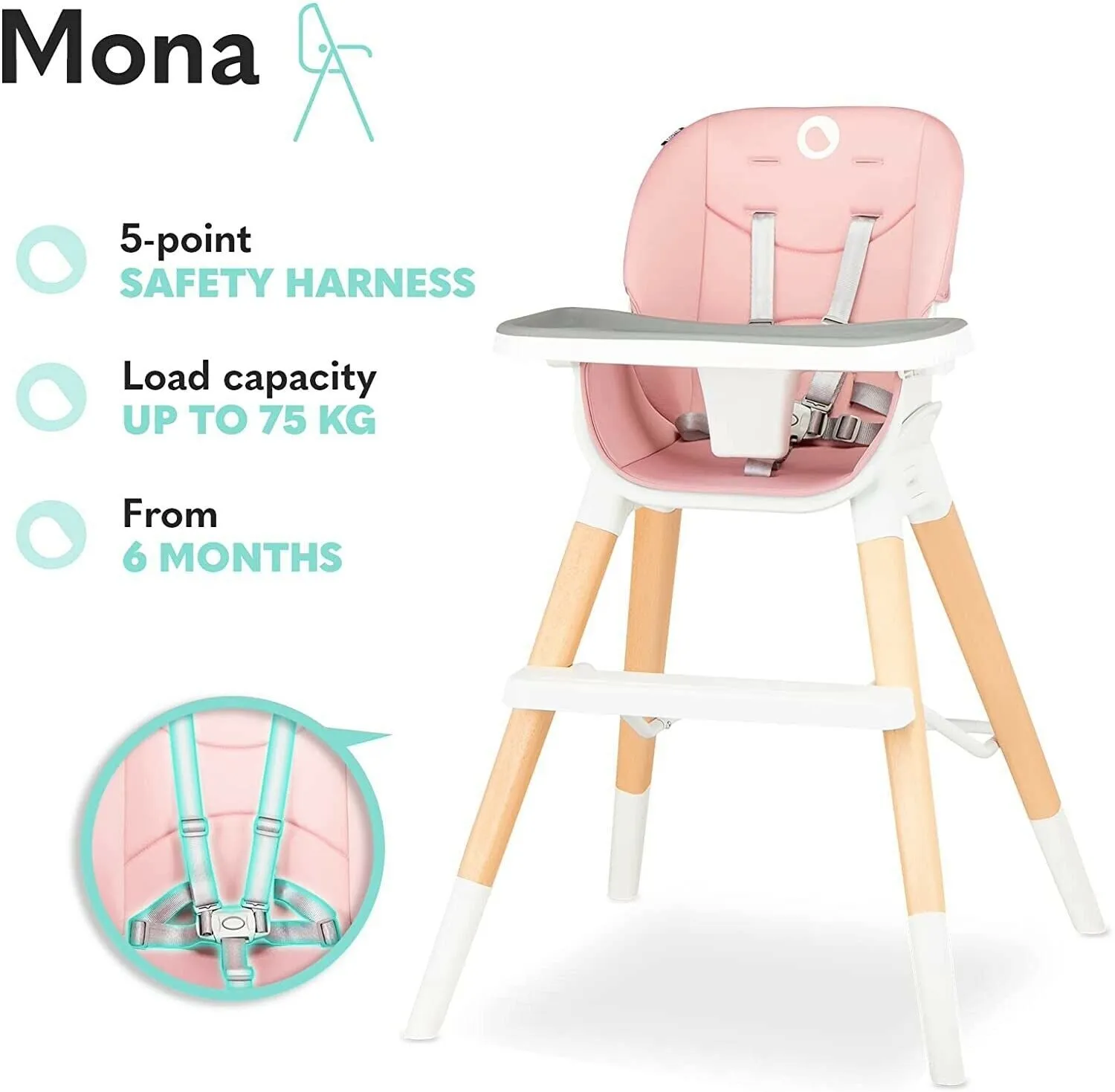 Baby High Feeding Chair Lionelo Mona 4 In 1 Soft And Easy-To-Clean
