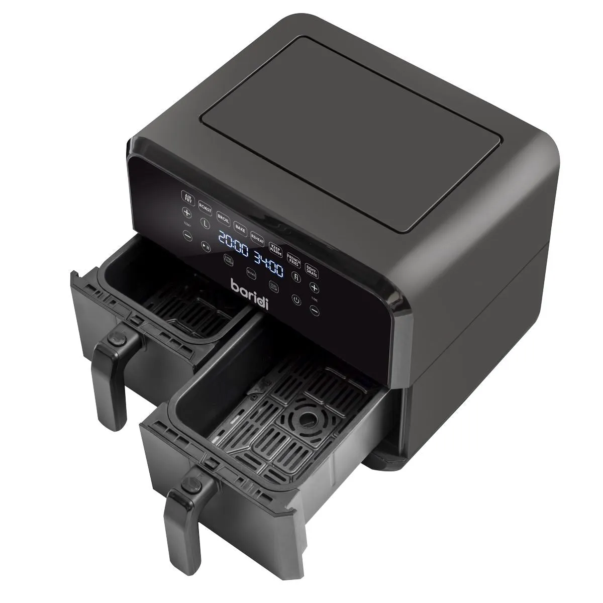 Baridi Dual Zone Air Fryer 8L with 8-in-1 Functions Touch Controls, Easy-Clean, Black - DH172