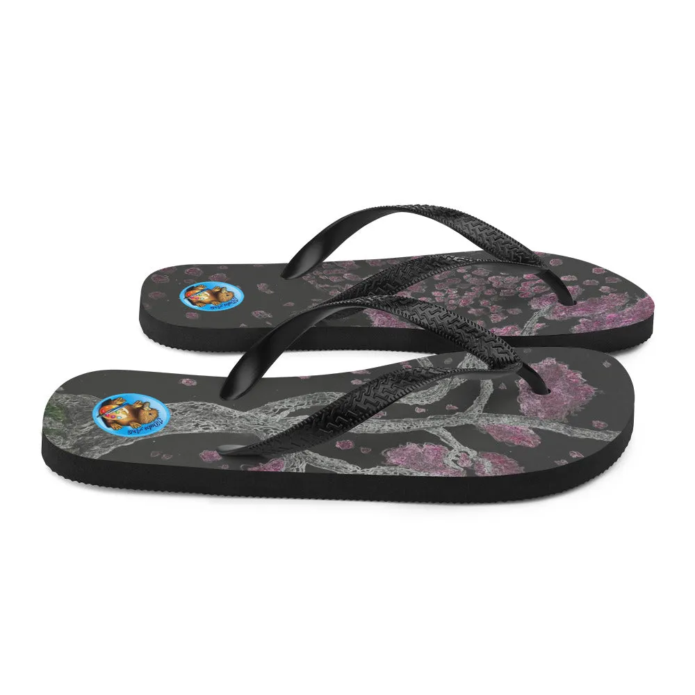 Black Cherry Blossom Flip-Flops