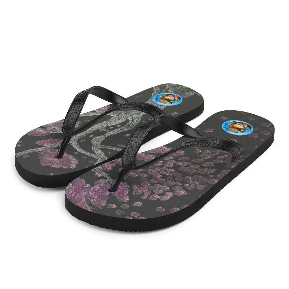 Black Cherry Blossom Flip-Flops