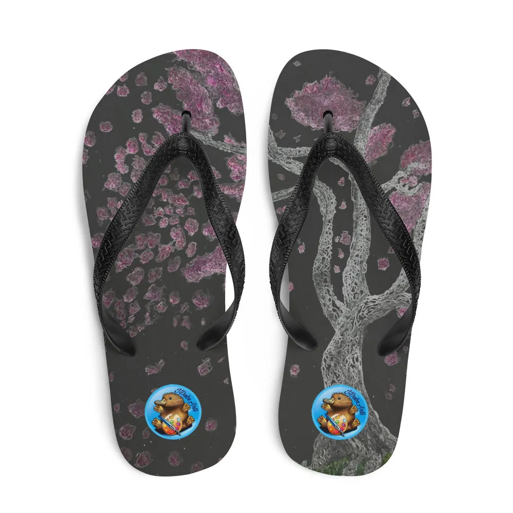 Black Cherry Blossom Flip-Flops