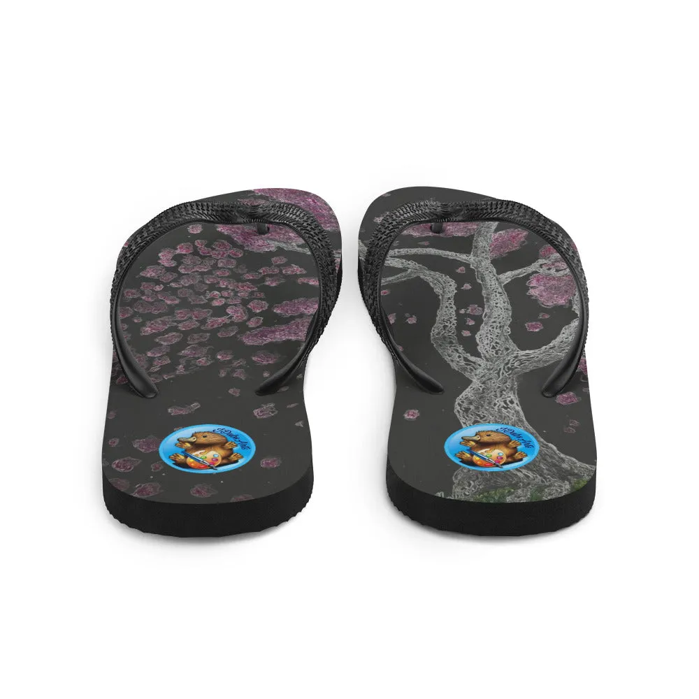 Black Cherry Blossom Flip-Flops
