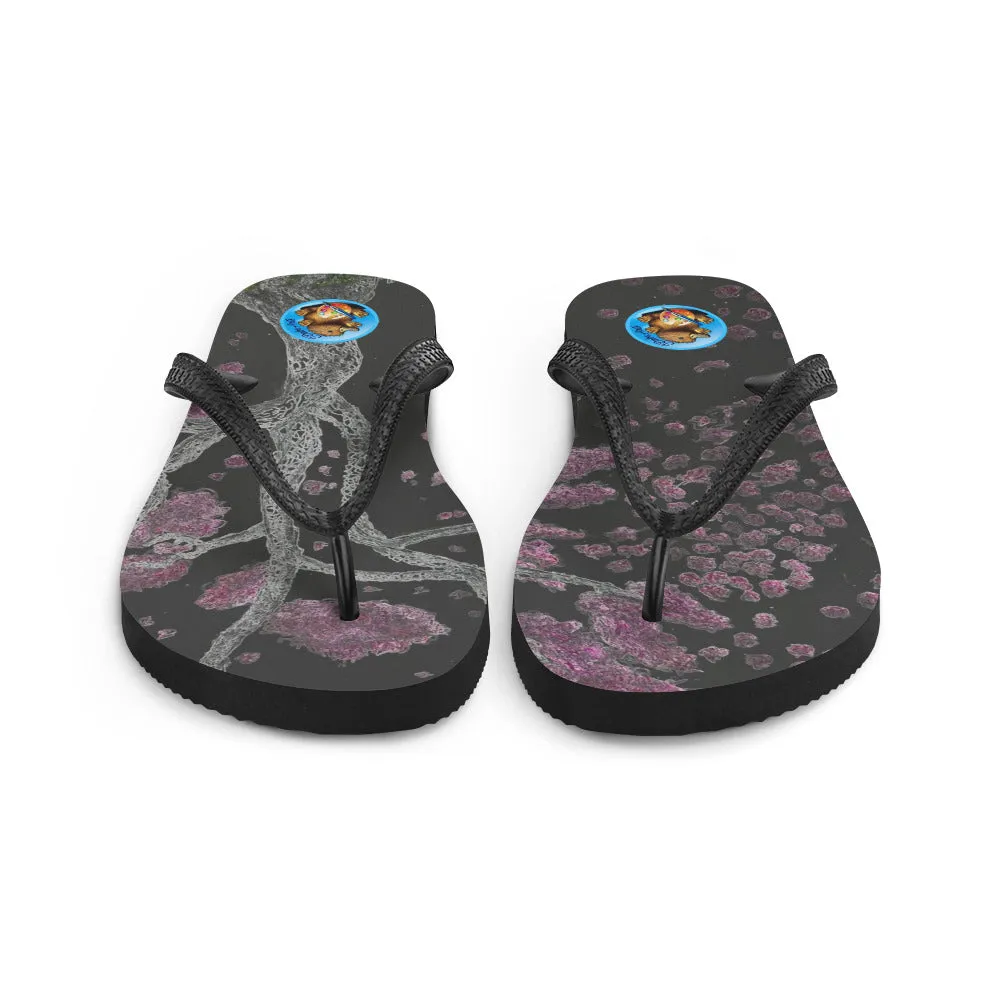 Black Cherry Blossom Flip-Flops
