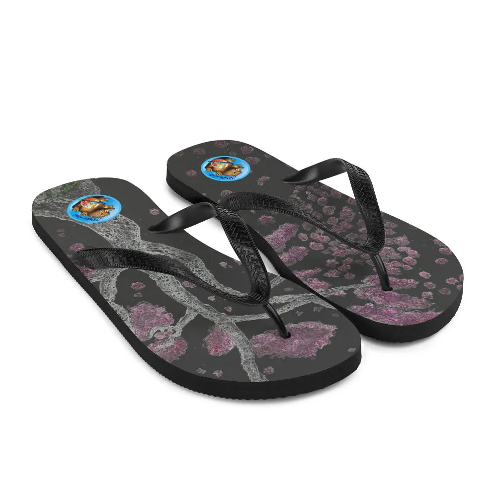 Black Cherry Blossom Flip-Flops