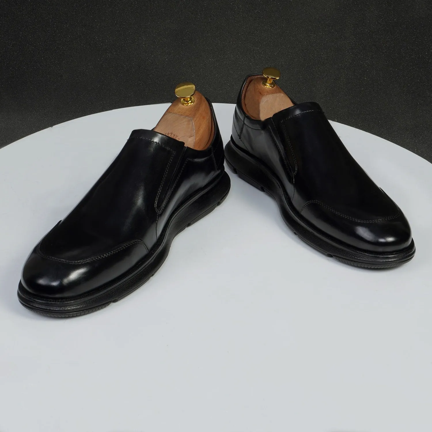 Black Leather Super Light Weight Sneakers By Brune & Bareskin