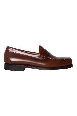 Brown Polished Leather Penny Loafers