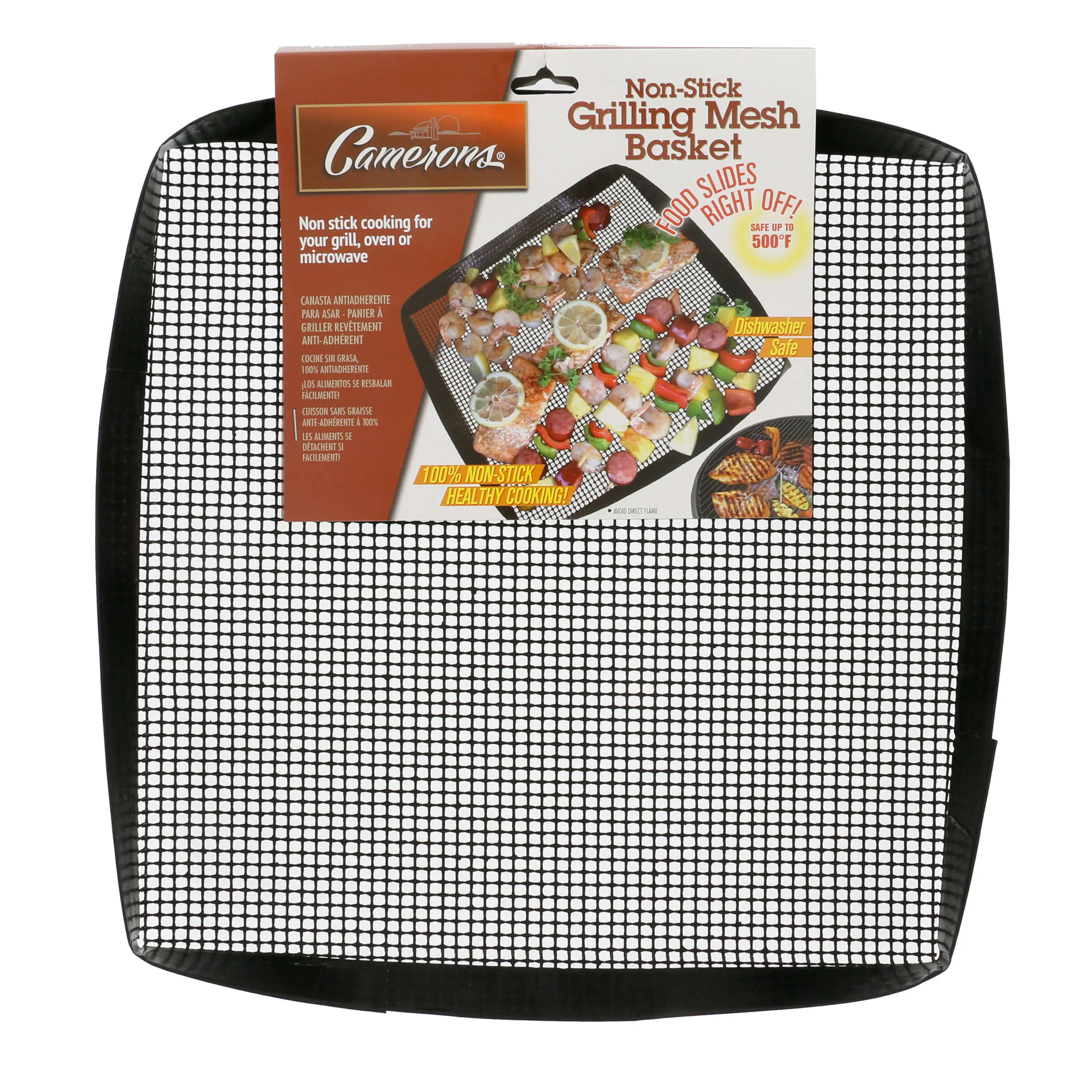 Camerons Non-Stick Grilling Mesh Basket! An easy way to cook and flip small items on the grill without risking dinner falling through the grates.