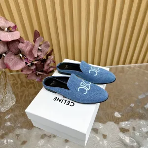 CELINE 25 Slippers Blue Denim 285915