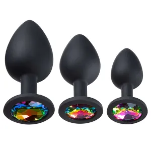 Cloud 9 Novelties Gems Silicone Anal Plug - Includes Small, Med &amp; Large Size