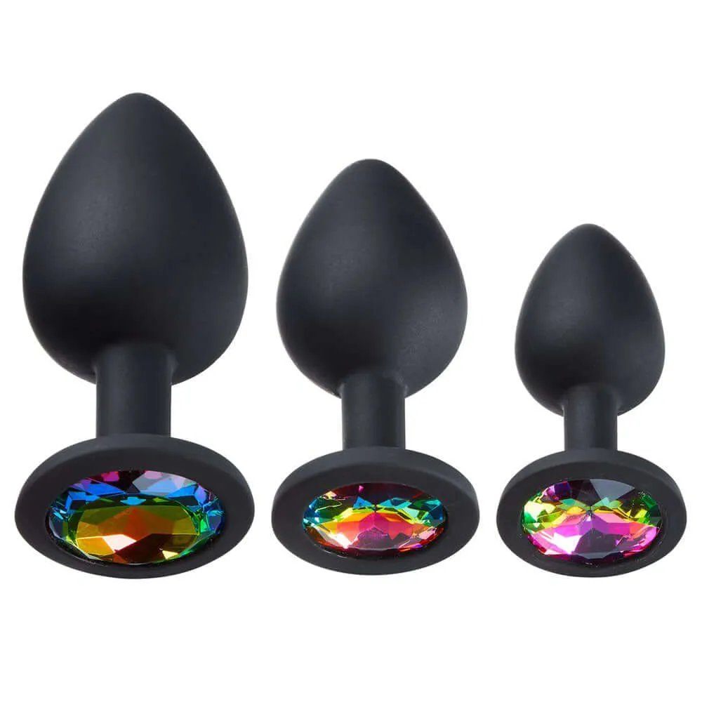 Cloud 9 Novelties Gems Silicone Anal Plug - Includes Small, Med &amp; Large Size