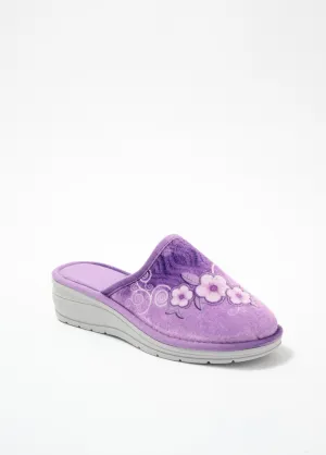 Comfort width wedge mule slippers