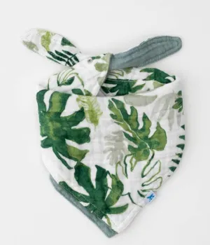 Cotton Muslin Reversible Bandana Bib - Tropical Leaf