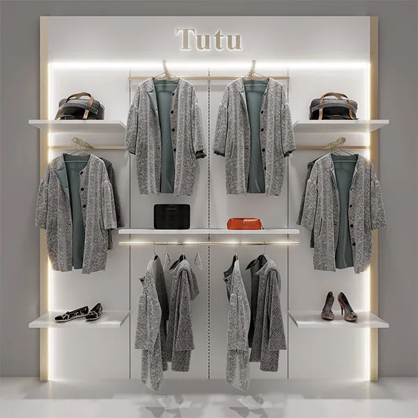 CR021 Wall Mounted Clothes Rack Adjustable With Shelf LED Light