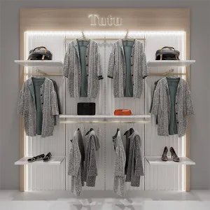 CR021 Wall Mounted Clothes Rack Adjustable With Shelf LED Light