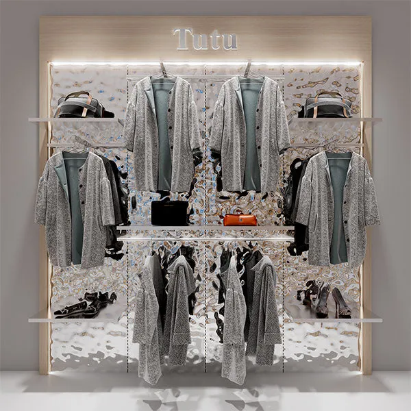CR021 Wall Mounted Clothes Rack Adjustable With Shelf LED Light