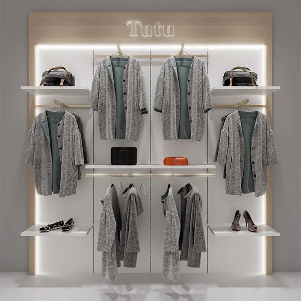 CR021 Wall Mounted Clothes Rack Adjustable With Shelf LED Light