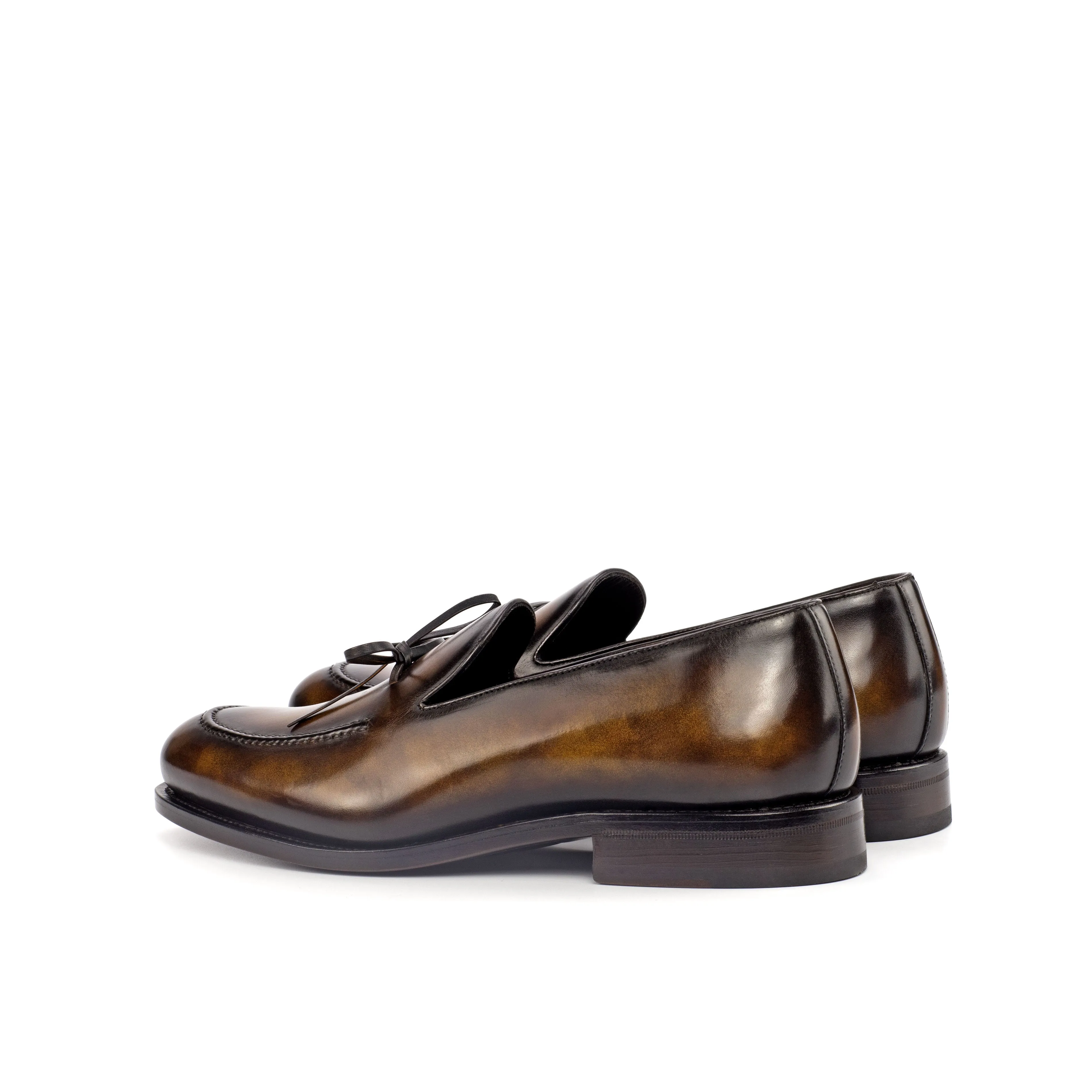 DapperFam Luciano in Tobacco Men's Hand-Painted Patina Loafer