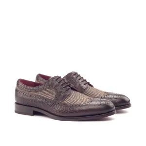 DapperFam Zephyr in Tweed / Dark Brown Men's Sartorial & Italian Croco Embossed Leather Longwing Blucher