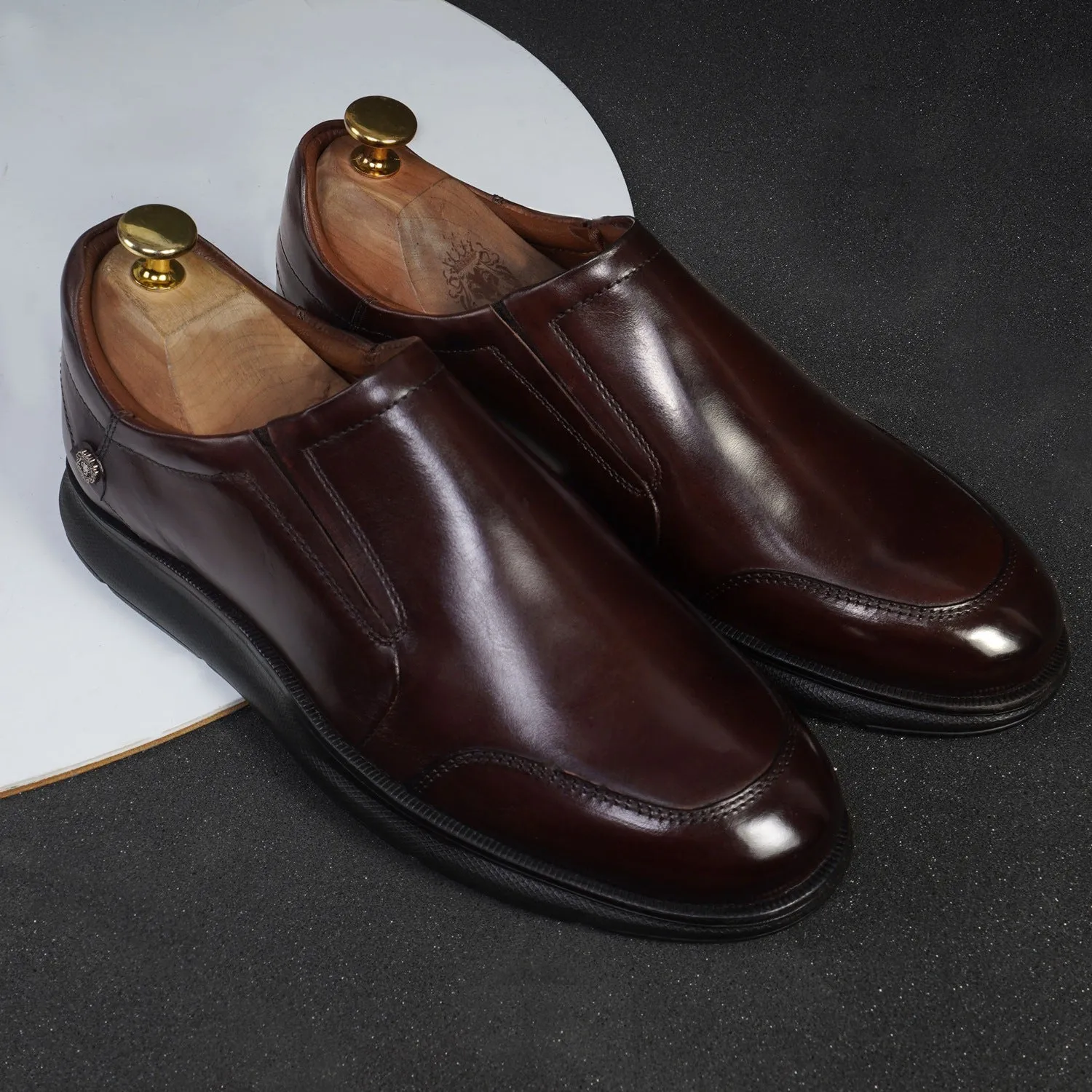 Dark Brown Leather Super Light Weight Sneakers By Brune & Bareskin