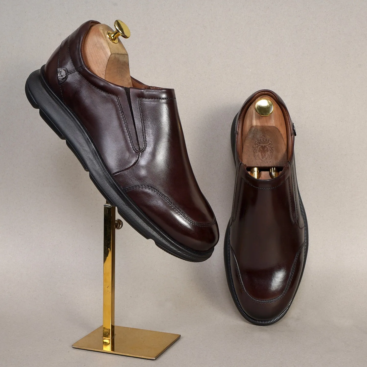 Dark Brown Leather Super Light Weight Sneakers By Brune & Bareskin