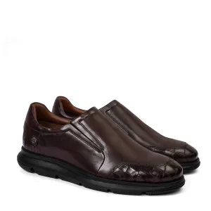 Deep Cut Dark Brown Leather Super Light Weight Sneakers By Brune & Bareskin