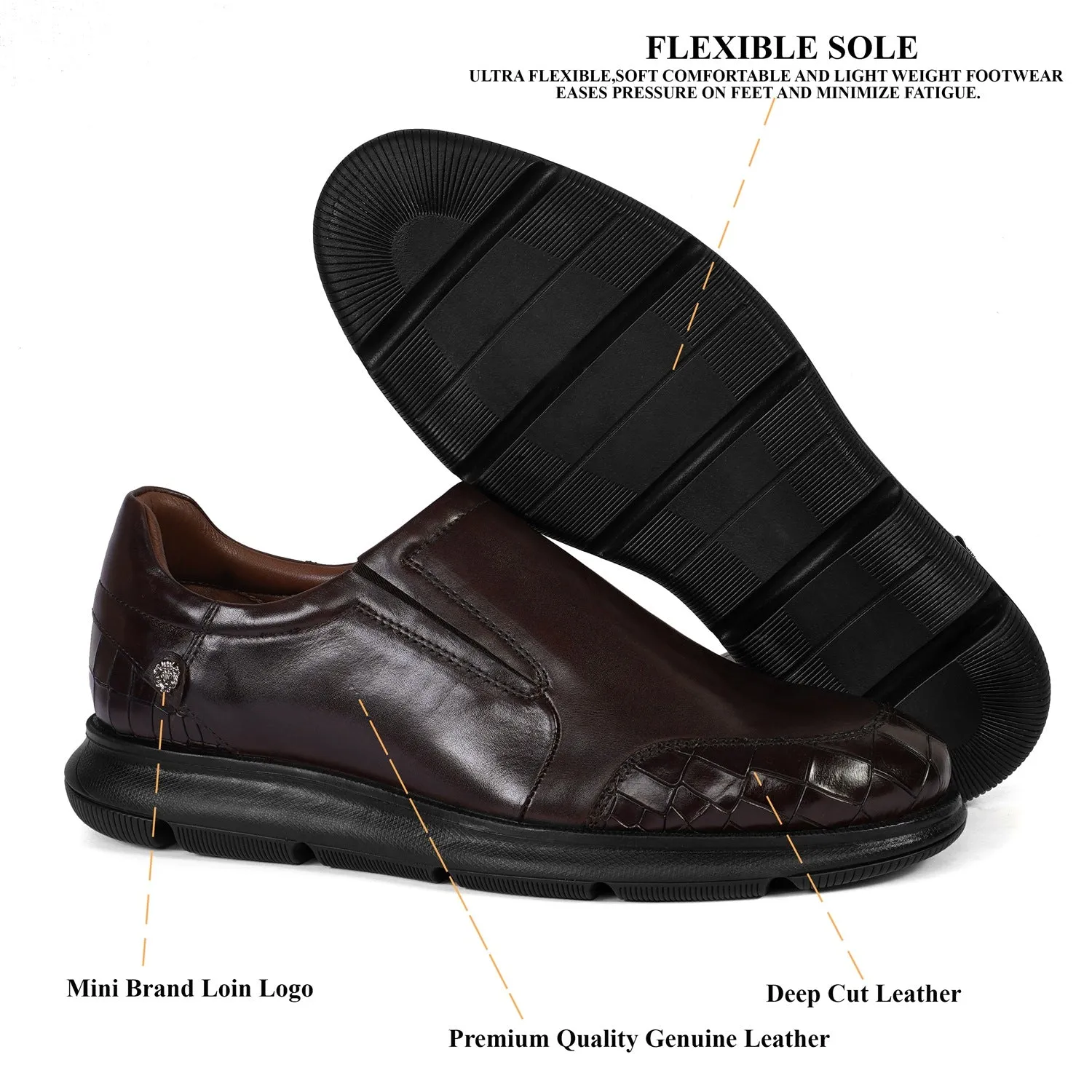 Deep Cut Dark Brown Leather Super Light Weight Sneakers By Brune & Bareskin