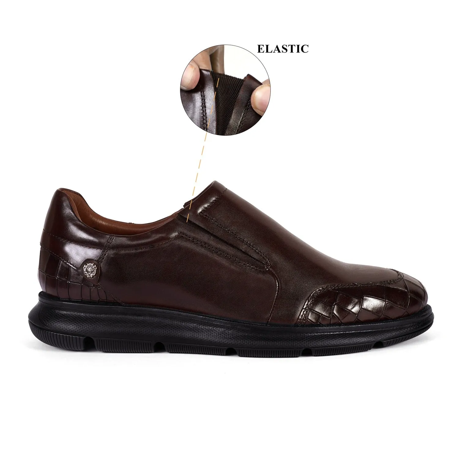 Deep Cut Dark Brown Leather Super Light Weight Sneakers By Brune & Bareskin