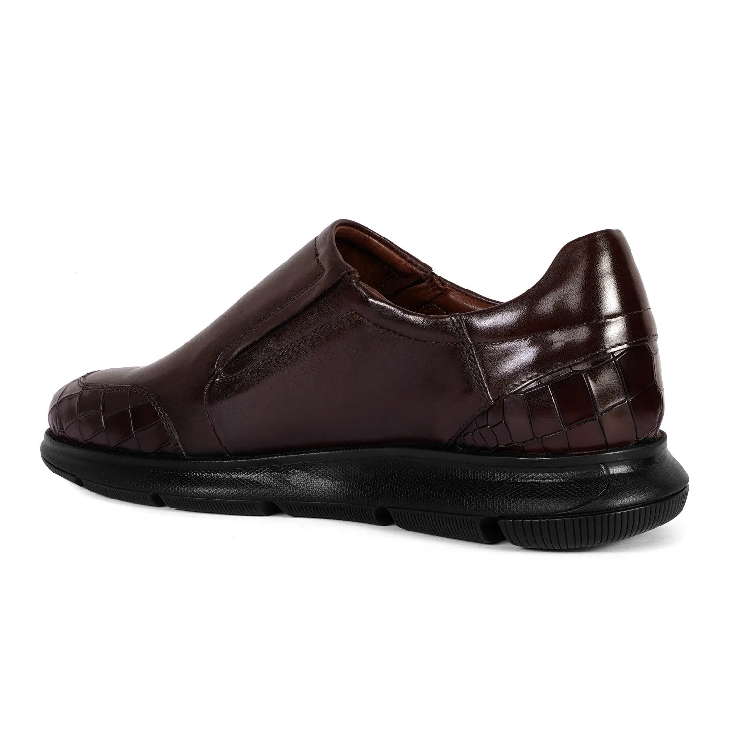 Deep Cut Dark Brown Leather Super Light Weight Sneakers By Brune & Bareskin