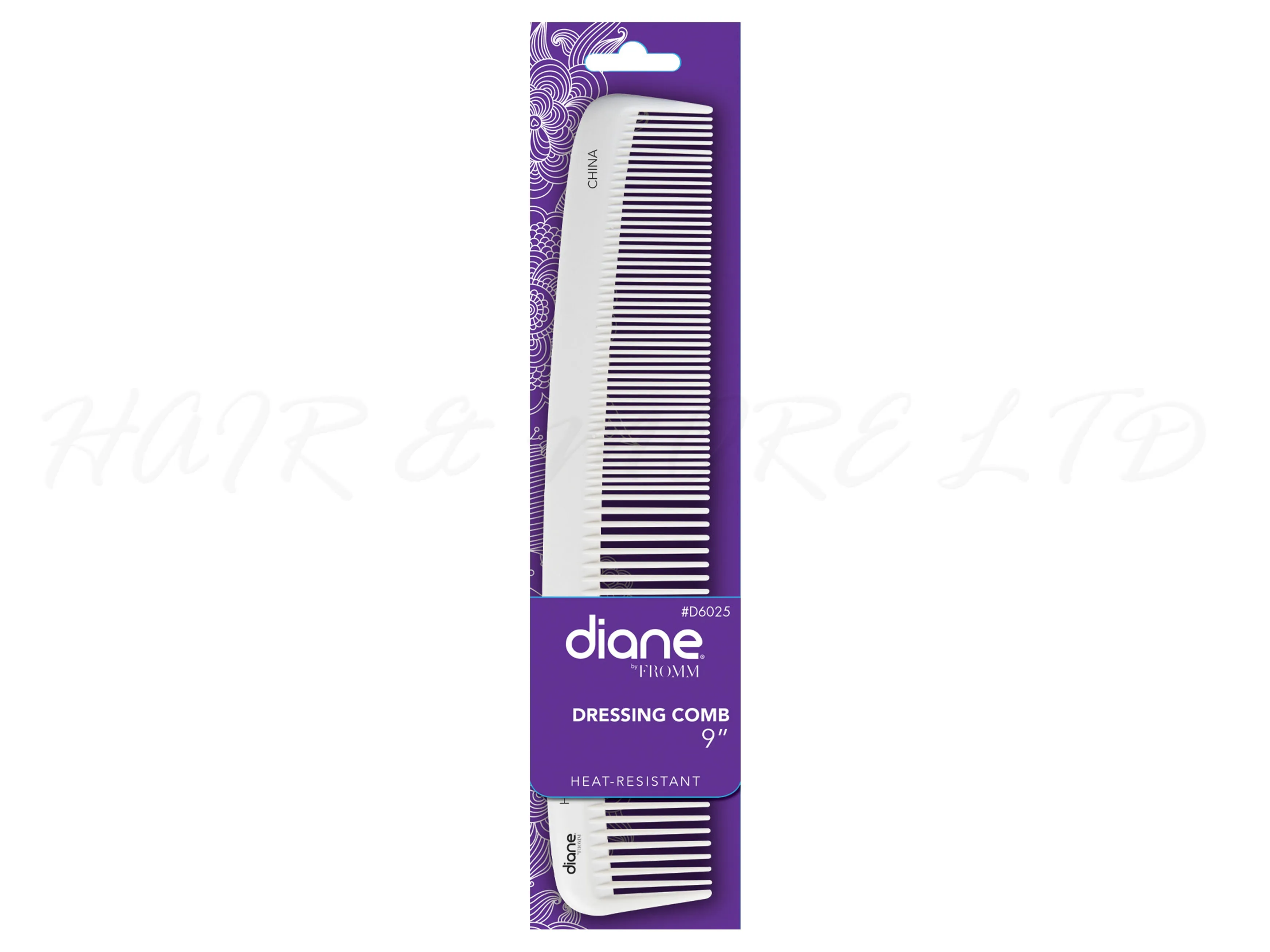 Diane Heat-Resistant & Static-Free White 8.75" Dressing Comb