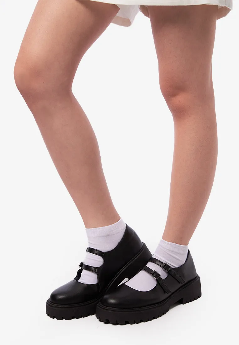 Double Strap Loafers Black