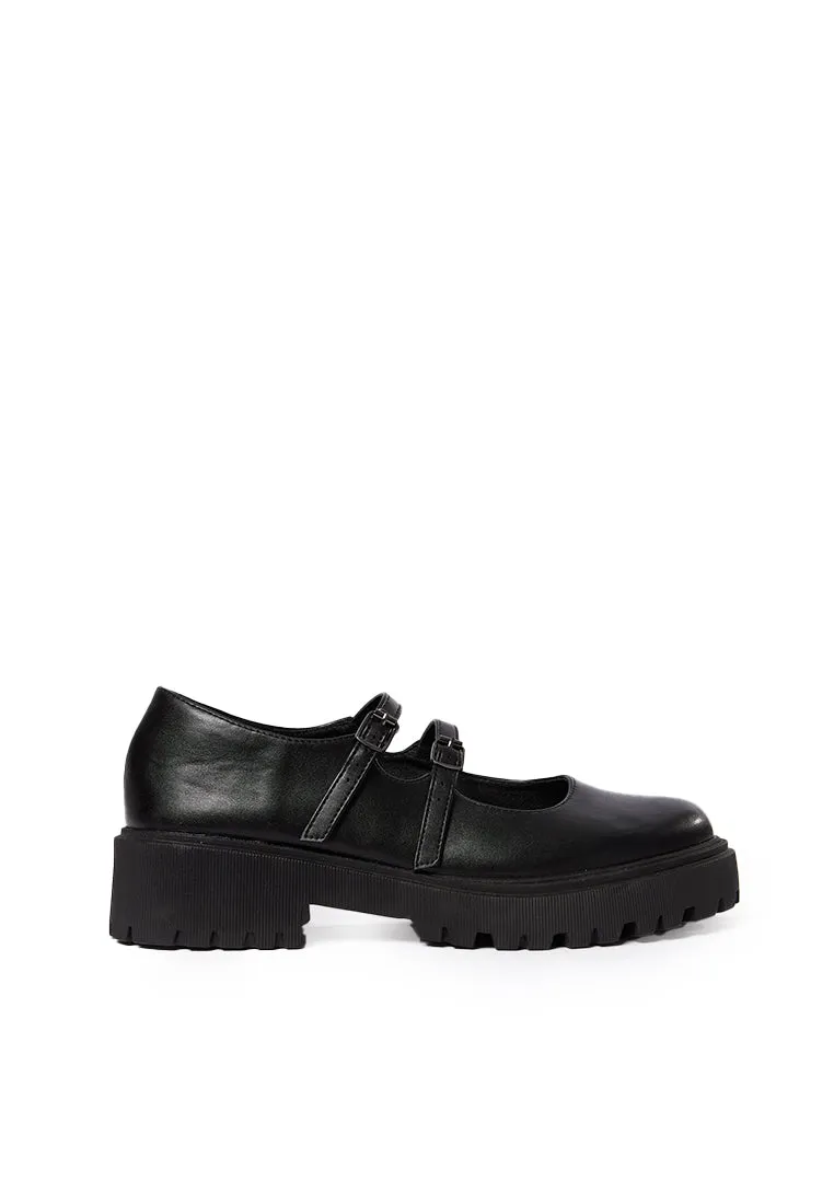 Double Strap Loafers Black