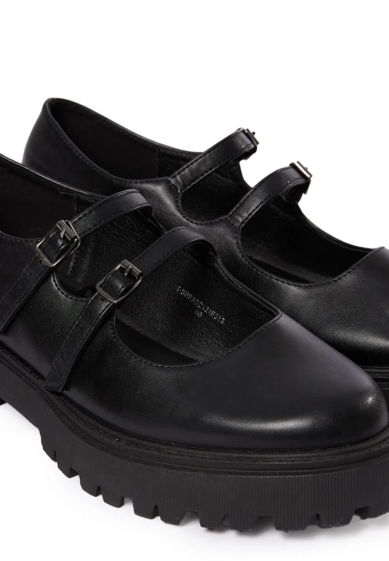 Double Strap Loafers Black