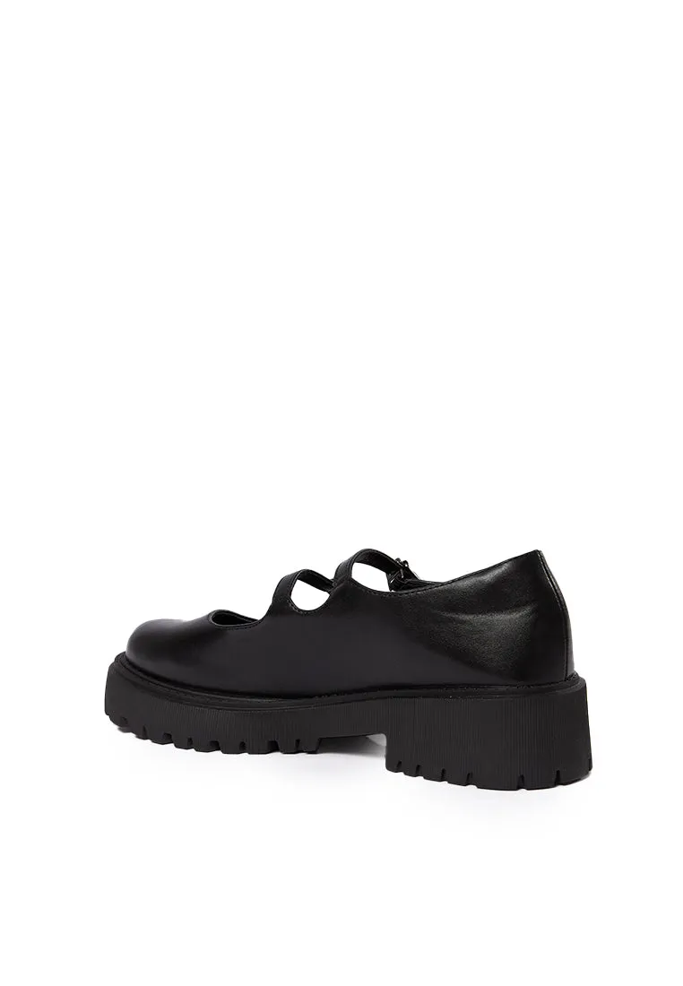 Double Strap Loafers Black