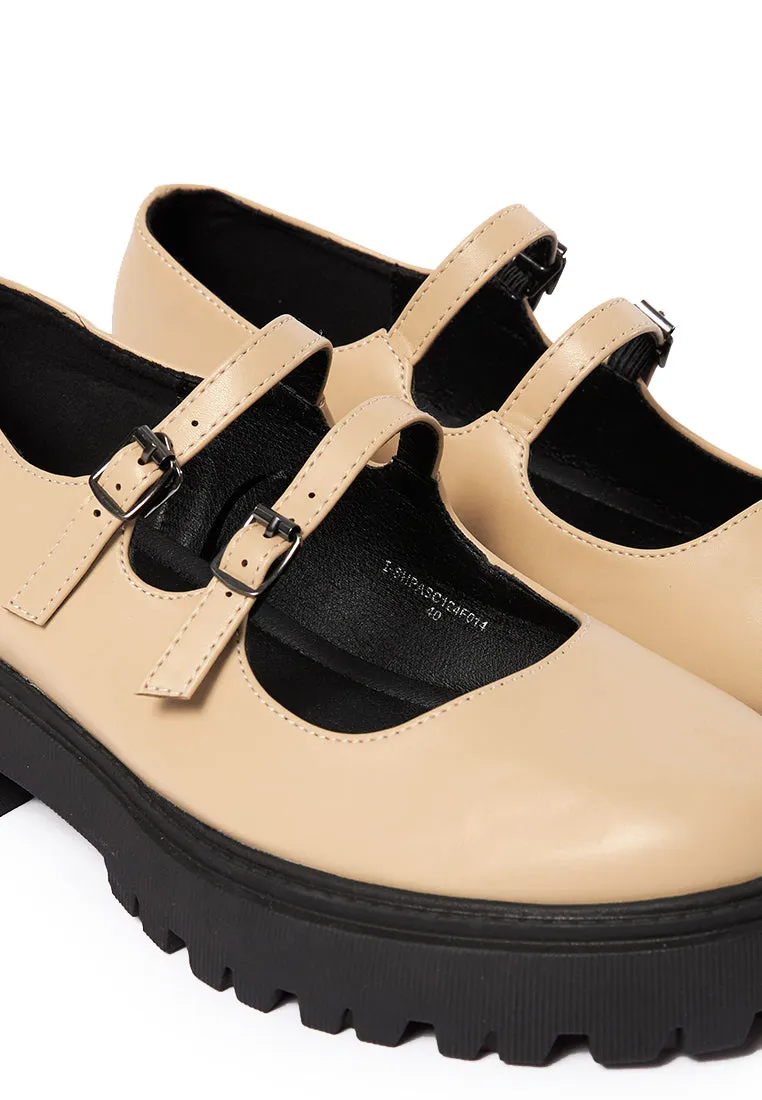 Double Strap Loafers Taupe