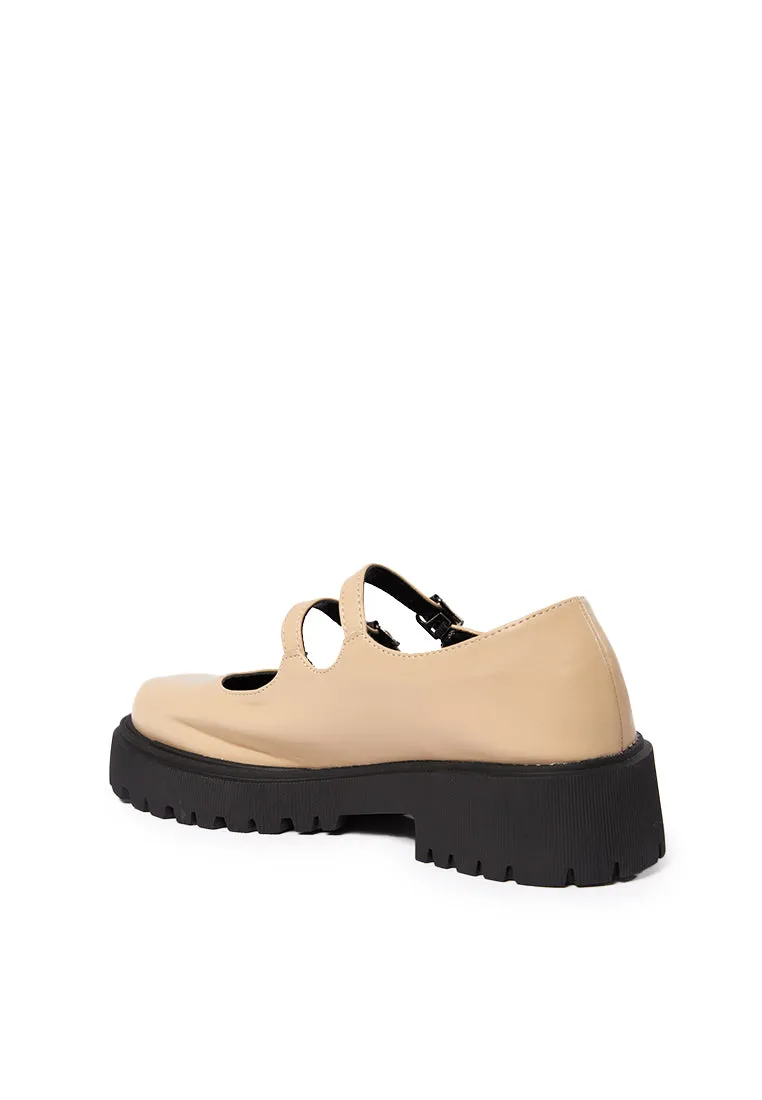 Double Strap Loafers Taupe