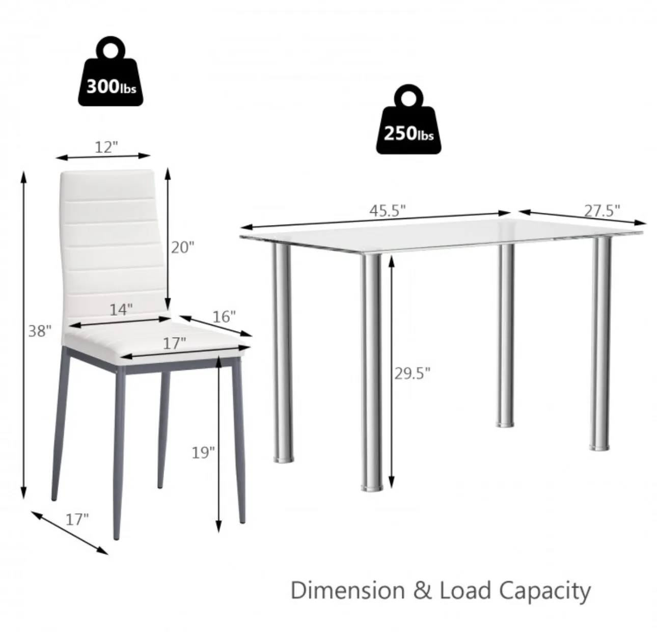Elegant Durable 5-Piece Dining Set With 4 PVC Heavy Duty Leather Chairs | Soft Cushions | Easy Assembly