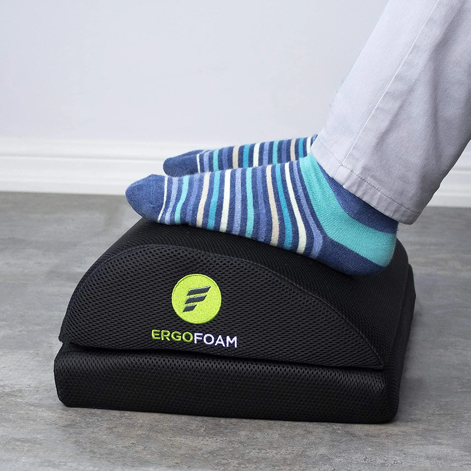 ErgoFoam Adjustable Foot Rest (Mesh) - Orthopedic Teardrop Design