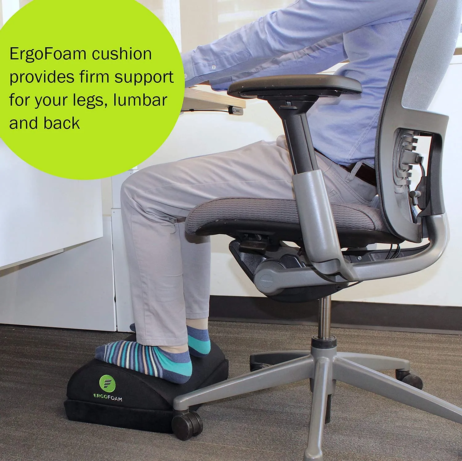 ErgoFoam Adjustable Foot Rest (Mesh) - Orthopedic Teardrop Design