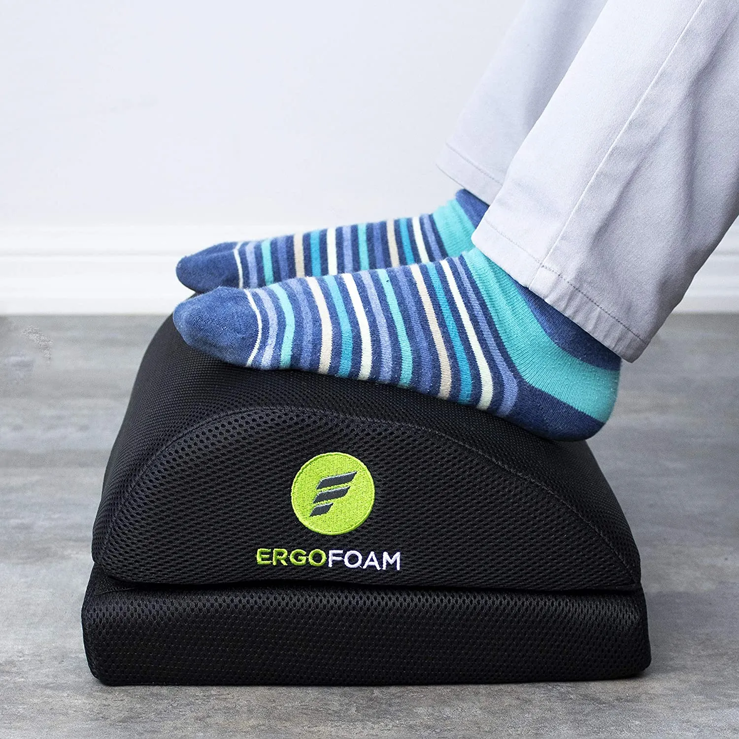 ErgoFoam Adjustable Foot Rest (Mesh) - Orthopedic Teardrop Design