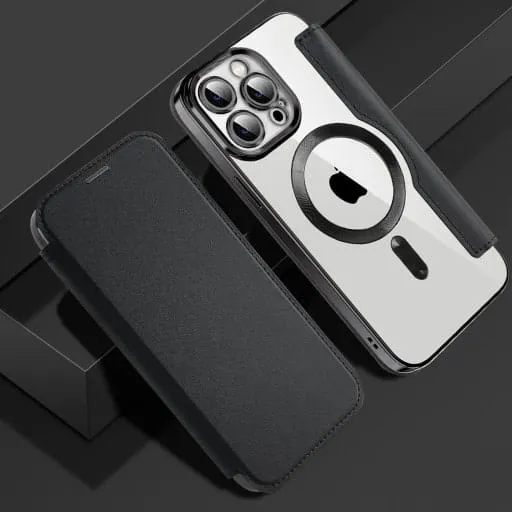 Etui Flip Wallet Magsafe iPhone 12 Pro Max - Srebrny