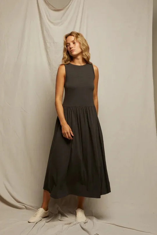 eva slub jersey tank dress in vintage black