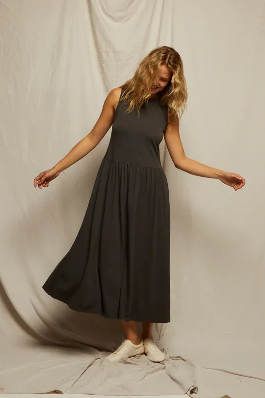 eva slub jersey tank dress in vintage black