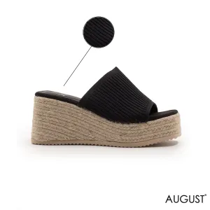 FABRIC UPPER SLIPPER WITH WEDGE SOLE