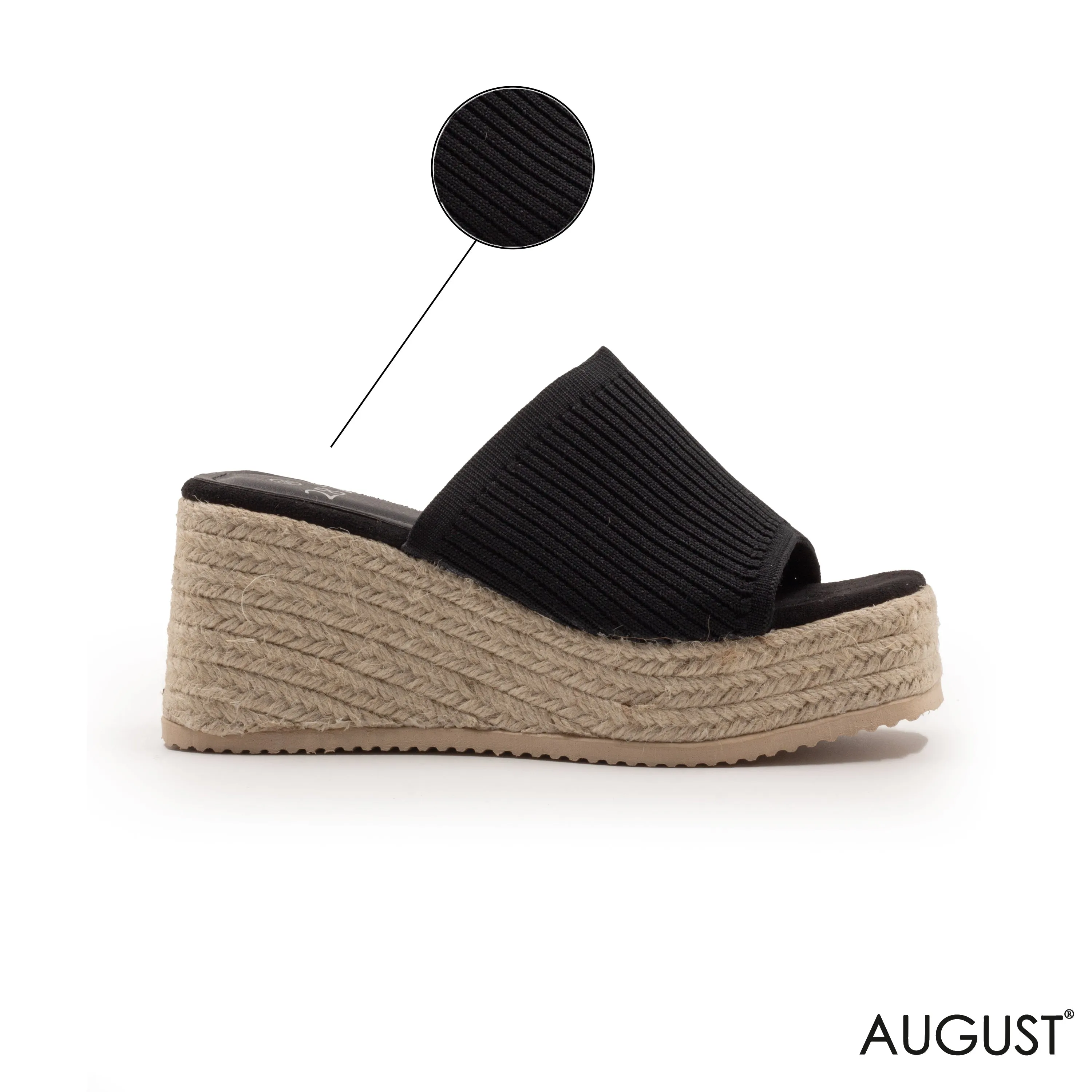FABRIC UPPER SLIPPER WITH WEDGE SOLE