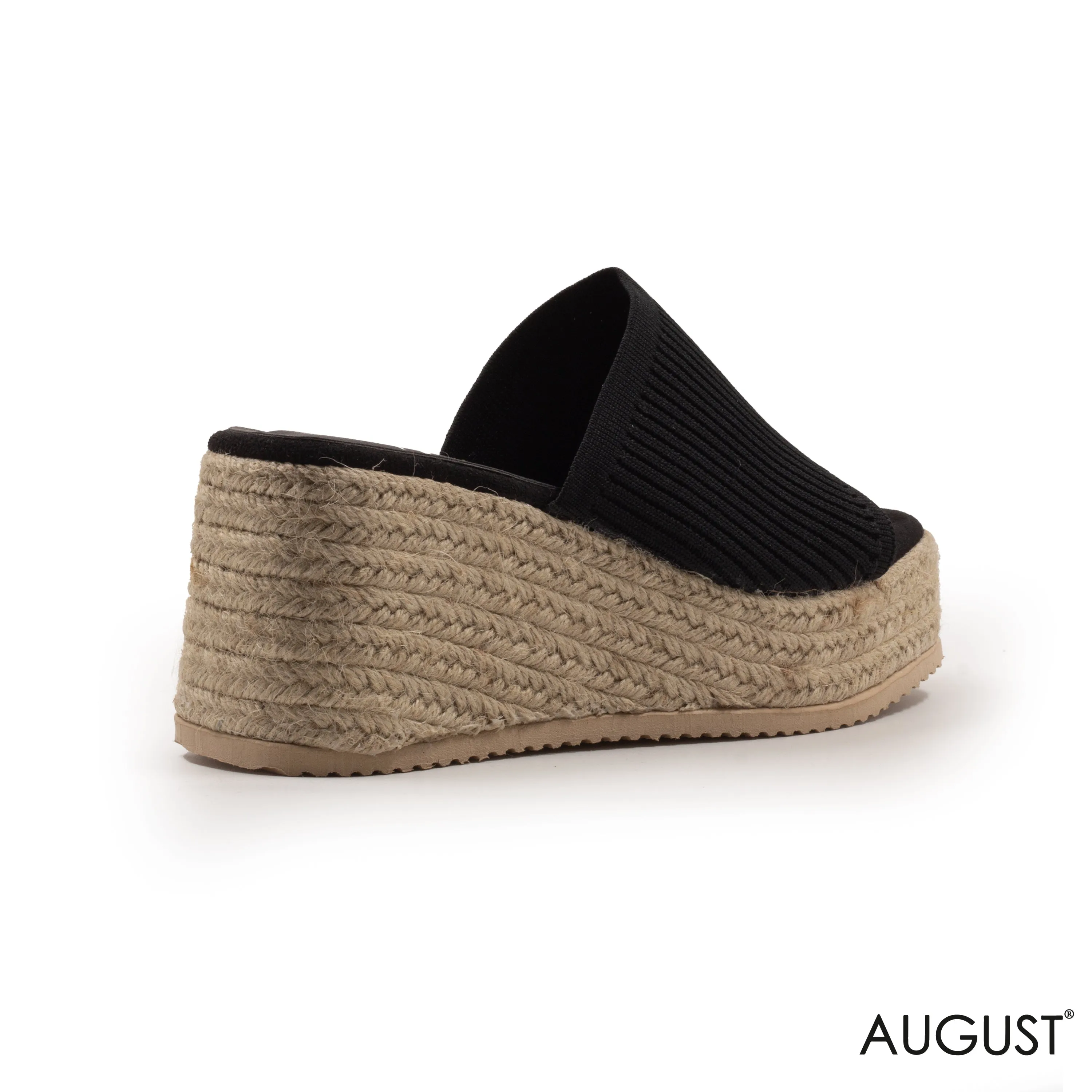 FABRIC UPPER SLIPPER WITH WEDGE SOLE
