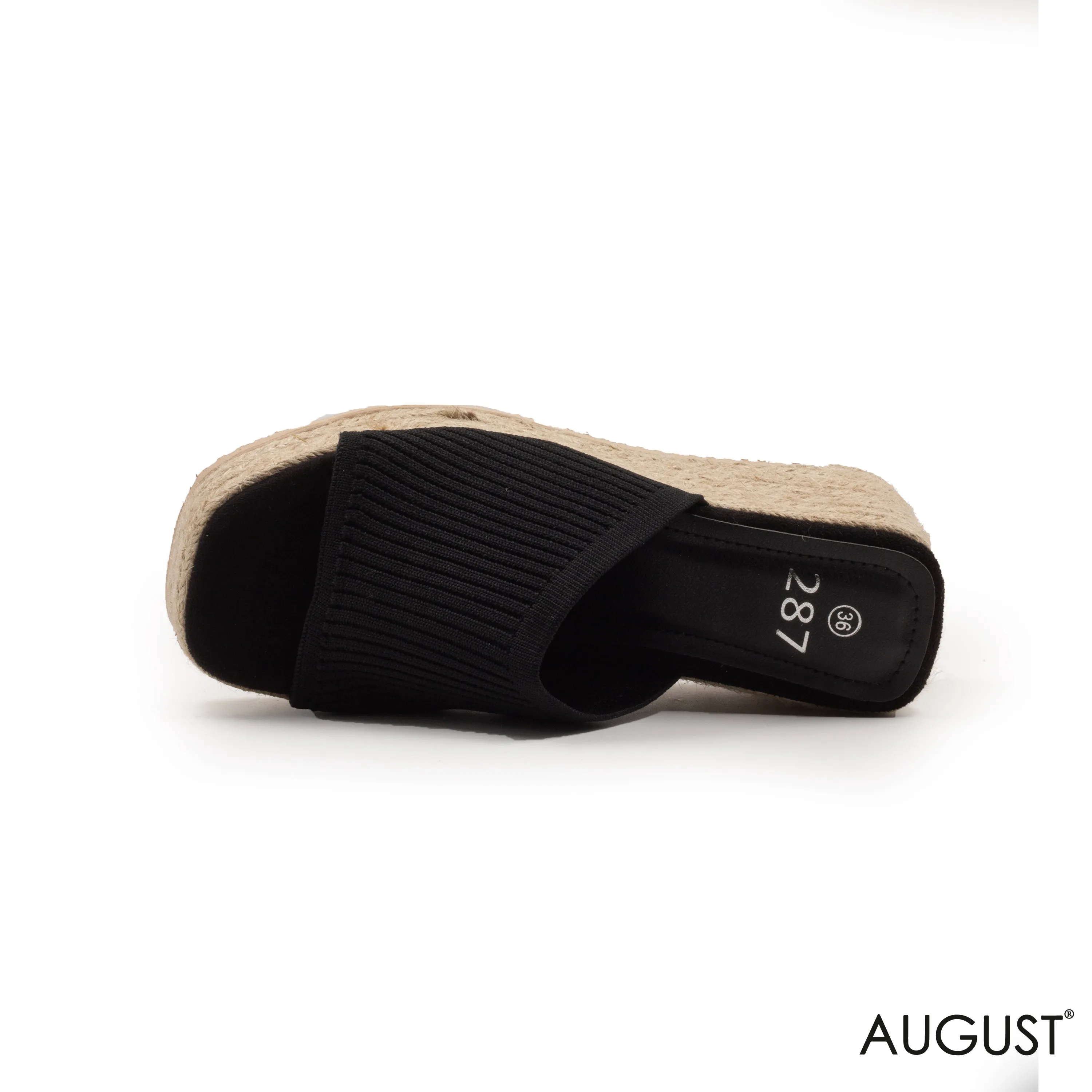 FABRIC UPPER SLIPPER WITH WEDGE SOLE