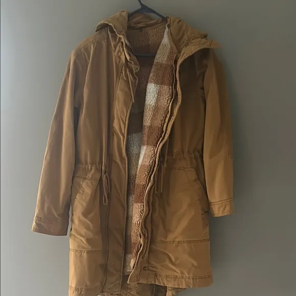 GAP Tan Utility Jacket with Hood and Durable Fabric